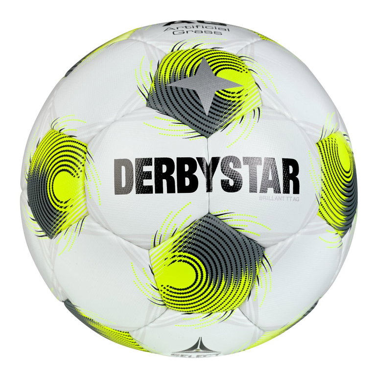 Derbystar Fussball Brilliant TT AG v25 (Tainingsball, speziell für Kunstrasen) weiss/gelb/grau - 1 Ball